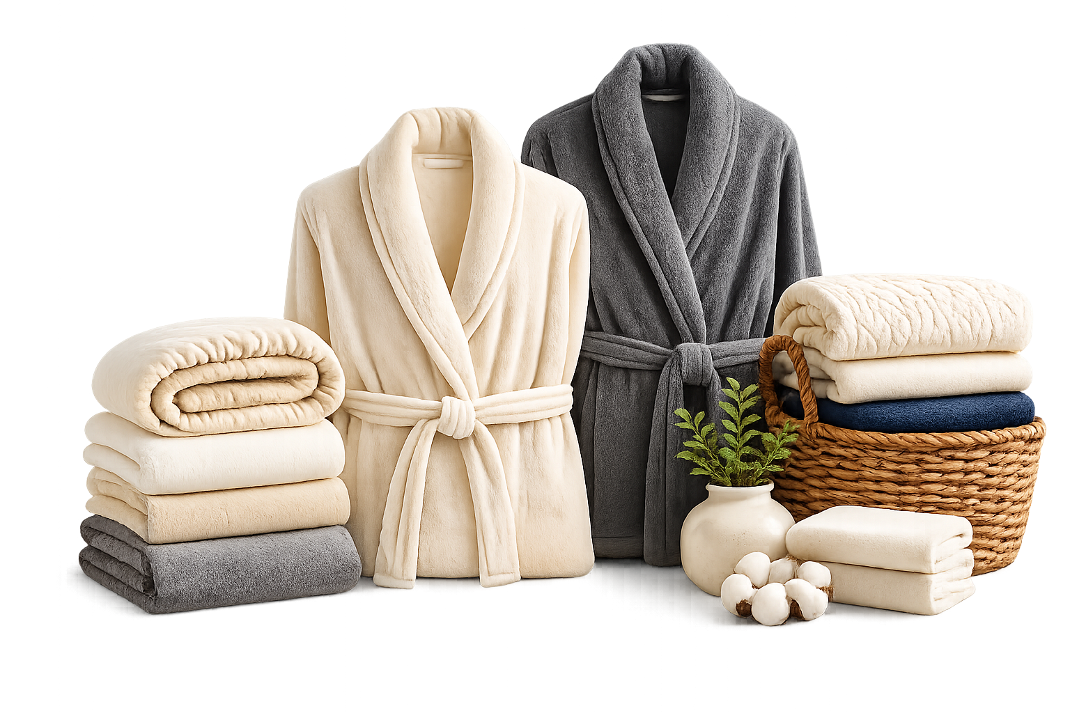 Folded towels and cotton