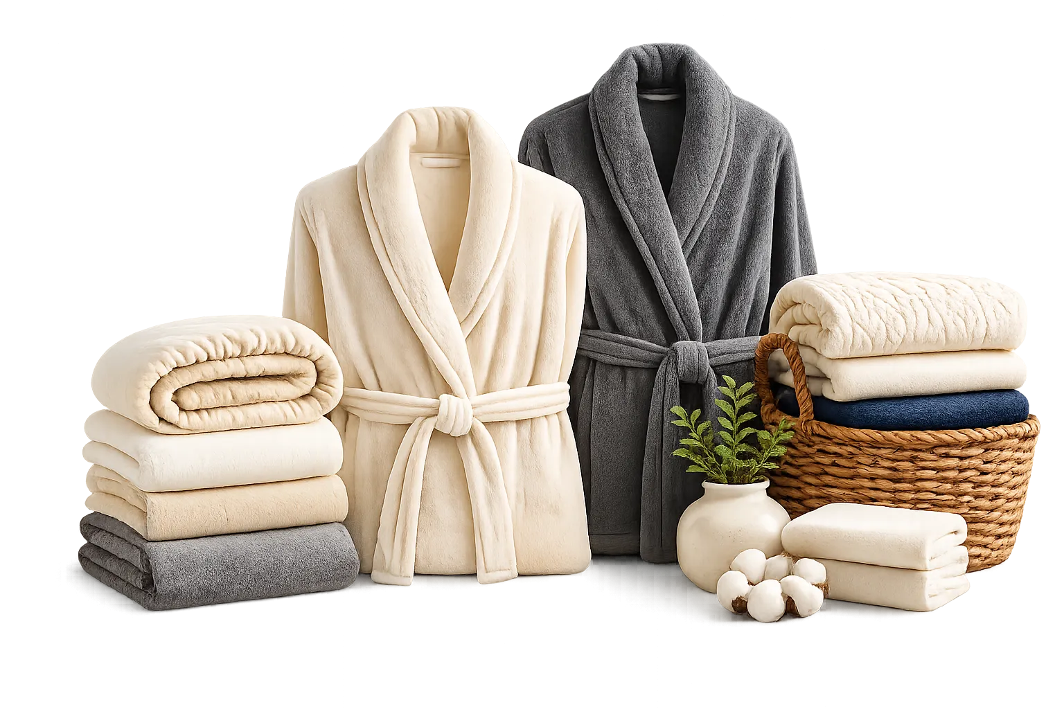 Folded towels and cotton